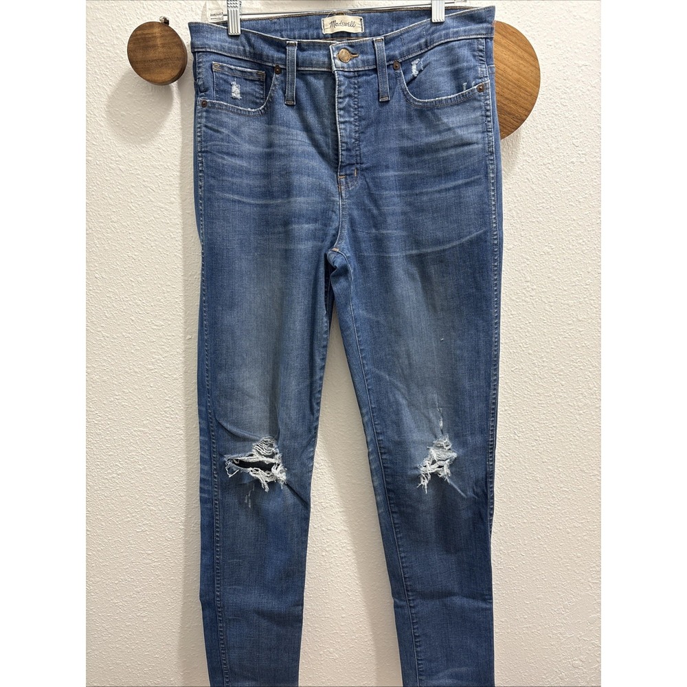 Madewell Slim Straight Women's Jeans Medium Blue Distressed Size 31LT 32x31